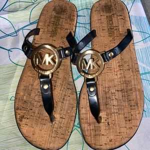 Micheal Kors Black and Gold FlipFlop Sandles